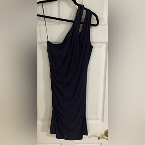 Max and Cleo Navy One Shoulder Dress Size 4